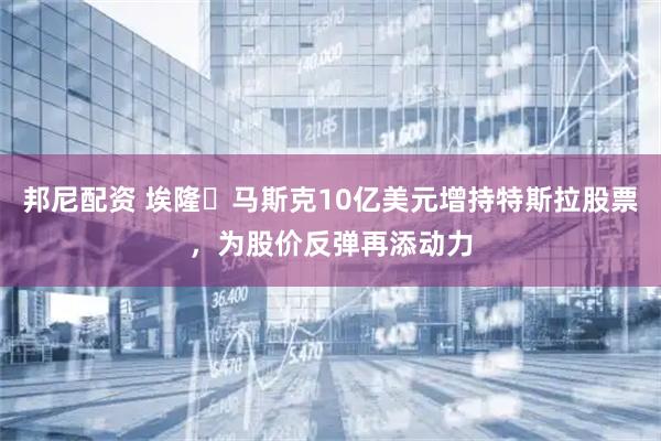 邦尼配资 埃隆・马斯克10亿美元增持特斯拉股票，为股价反弹再添动力