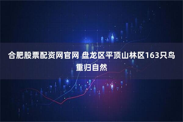 合肥股票配资网官网 盘龙区平顶山林区163只鸟重归自然